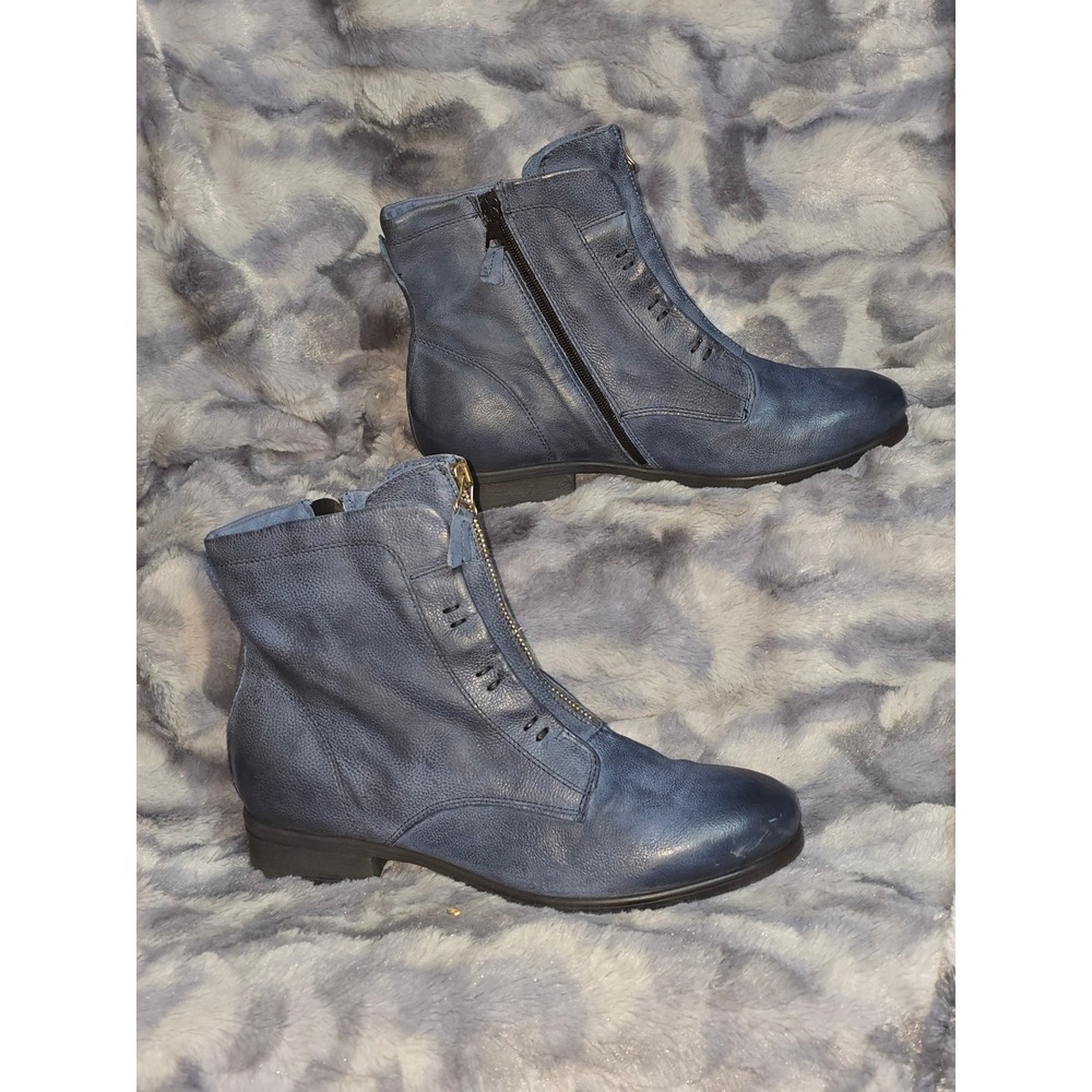 NEW Miz‎ Mooz Story Zipper in River Blue leather Booties sz 43/ 11.5/12 womens